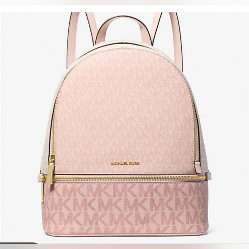 Michael Kors  Rhea Medium Color Block Signature Logo Backpack